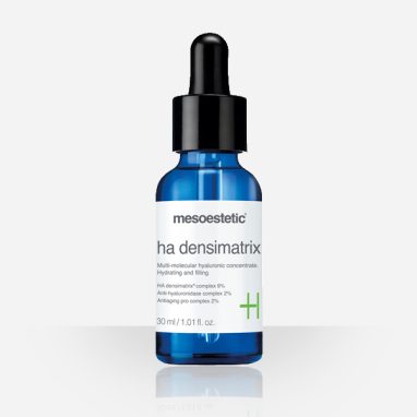 Presentación de HA Densimatrix Serum de Mesoestetic, cuidado de lujo para la piel