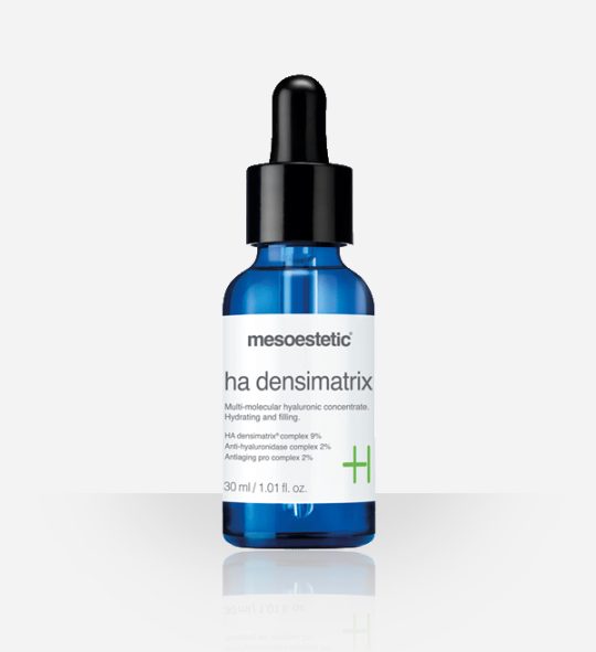 Presentación de HA Densimatrix Serum de Mesoestetic, cuidado de lujo para la piel